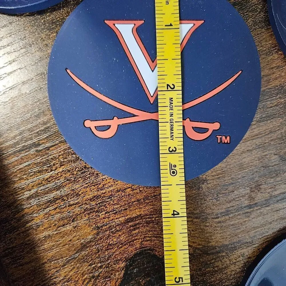 Set of 8 UVA Virginia Cavaliers Vinyl Drink Coasters Blue Sabra